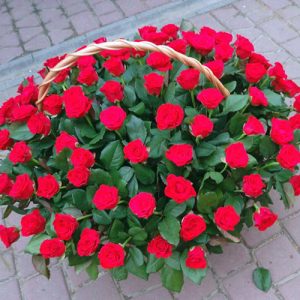 101 красная роза в корзине Мариуполь фото букета