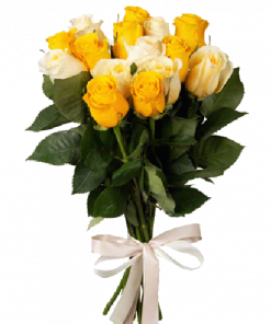 Фото товара 15 кремово-желтых роз в Мариуполе