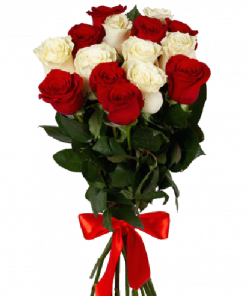 Фото товара 15 красно-белых роз в Мариуполе