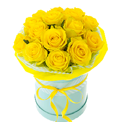 Фото товара 21 желтая роза в шляпной коробке в Мариуполе