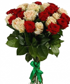 Фото товара 25 красно-кремовых роз в Мариуполе