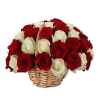 Фото товара 33 красно-белые розы в корзине в Мариуполе