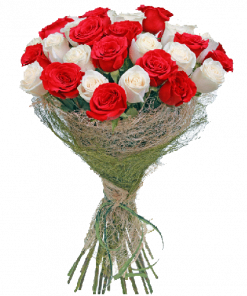 Фото товара 33 красно-белые розы в Мариуполе
