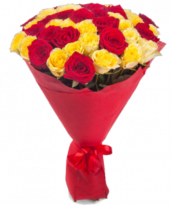 Фото товара 33 красно-желтые розы в Мариуполе