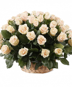 Фото товара 51 кремовая роза в корзине в Мариуполе