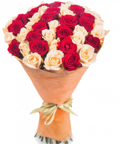 Фото товара 51 красно-кремовая роза в Мариуполе