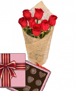 Фото товара 7 красных роз с конфетами в Мариуполе