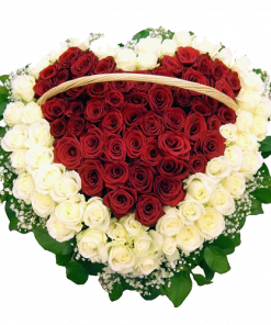 Фото товара 101 роза сердцем в корзине в Мариуполе