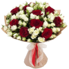 Фото товара Букет "Красная роза, белый спрей" в Мариуполе