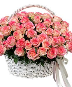 Фото товара 51 роза "Джумилия" в корзине в Мариуполе