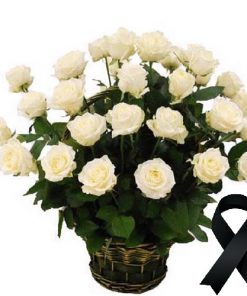 Фото товара 36 белых роз в корзине в Мариуполе