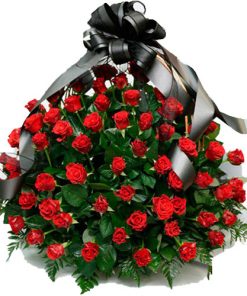 Фото товара 100 алых роз "Пламя" в корзине в Мариуполе