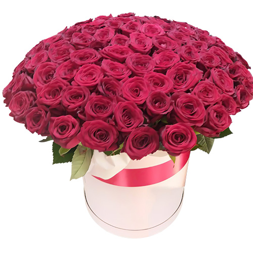 Фото товара 101 красная роза в шляпной коробке в Мариуполе
