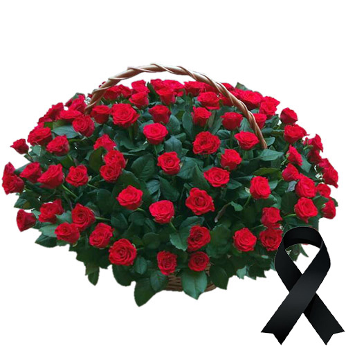 Фото товара 100 красных роз в корзине в Мариуполе